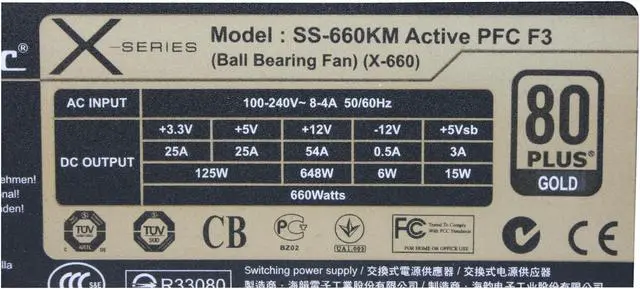 Alt view image 5 of 6 - SeaSonic X660 (SS-660KM) 660W ATX12V V2.3/EPS 12V V2.91, 80Plus Gold Certified, Active PFC Power Supply