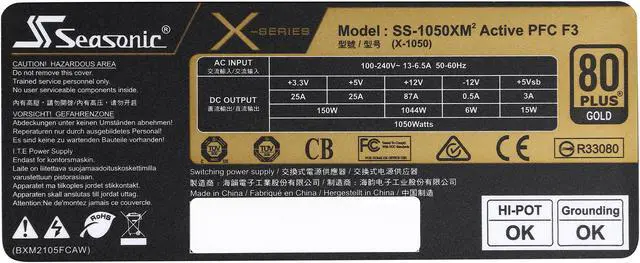 Alt view image 7 of 6 - SeaSonic  X-1050 ( SS-1050XM2 ) 1050W ATX12V / EPS12V SLI Certified CrossFire Ready 80 PLUS GOLD Certified Full Modular Active PFC Power Supply New 4th Gen CPU Certified Haswell Ready