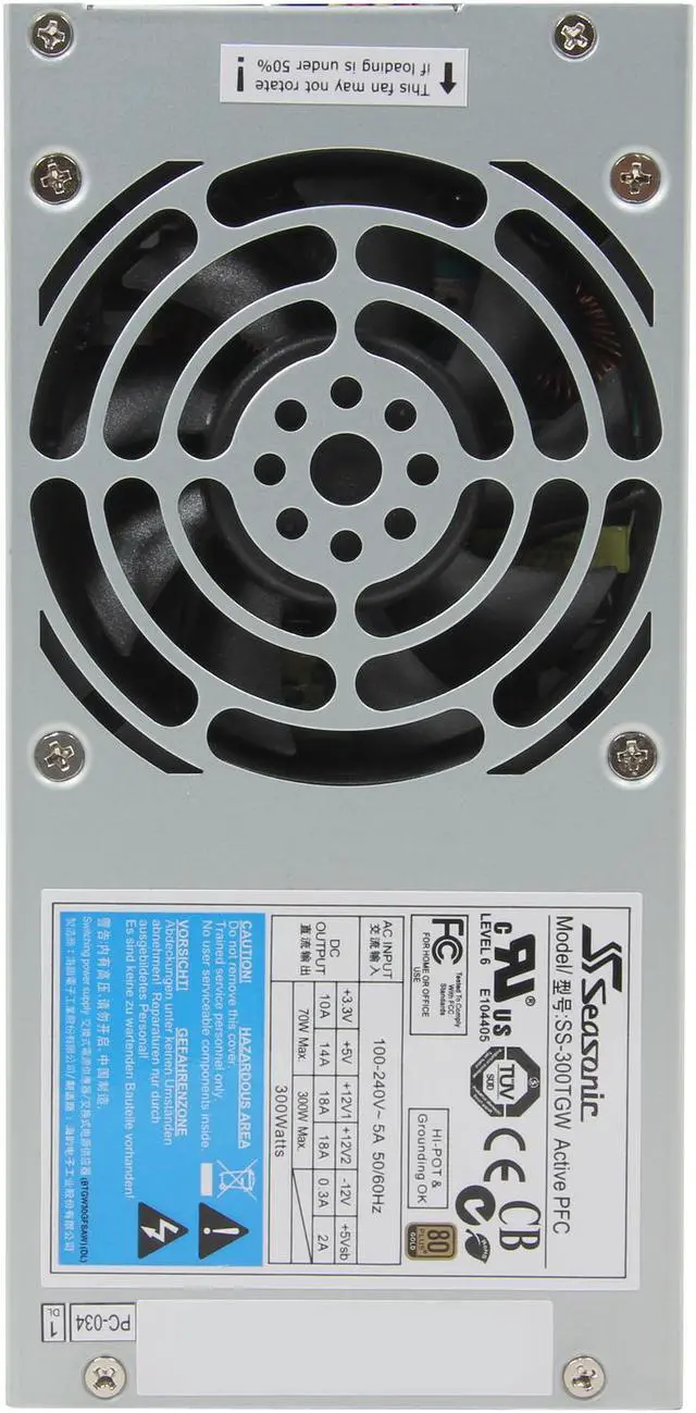 Alt view image 3 of 6 - SeaSonic SS-300TGW 300 W TFX12V (v2.31) 80 PLUS GOLD Certified Active PFC Power Supply - OEM