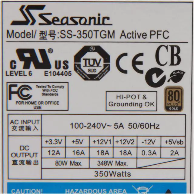 Alt view image 7 of 7 - SeaSonic SS-350TGM Retail 350W TFX12V (v2.31) 80 PLUS GOLD Certified Full Modular Active PFC Power Supply