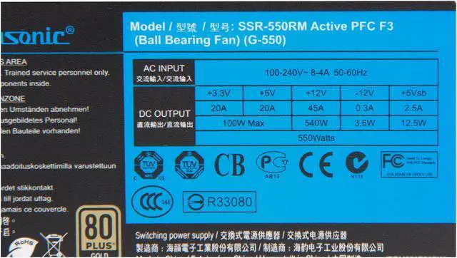 Alt view image 5 of 7 - SeaSonic G Series SSR-550RM 550W ATX12V / EPS12V SLI Ready CrossFire Ready 80 PLUS GOLD Certified Modular Active PFC Power Supply New 4th Gen CPU Certified Haswell Ready