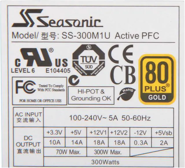 Alt view image 4 of 6 - SeaSonic SS-300M1U 300 W ATX12V / EPS12V 80 PLUS GOLD Certified Active PFC Power Supply