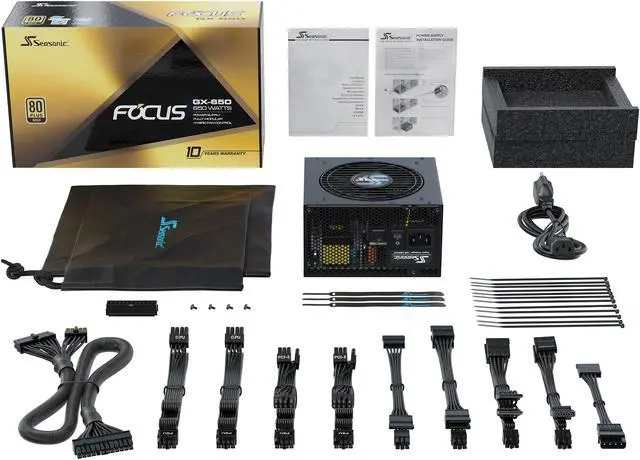 Alt view image 9 of 10 - Seasonic FOCUS GX-650, 650W 80+ Gold, Full-Modular, ATX Form Factor, Low Noise, Premium Japanese Capacitor, 10 Year Warranty, Nvidia RTX 30/40 Super, AMD GPU Compatible, Ref# SSR-650FX