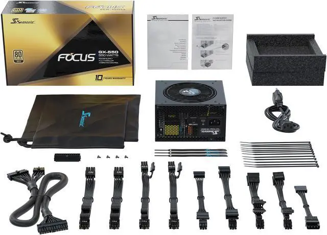 Alt view image 8 of 10 - Seasonic FOCUS GX-550, 550W 80+ Gold, Full-Modular, Fan Control in Fanless, Silent, and Cooling Mode, 10 Year Warranty, Perfect Power Supply for Gaming and Various Application, SSR-550FX.