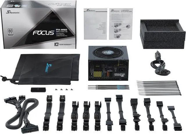 Alt view image 6 of 9 - Seasonic FOCUS PX-850, 850W 80+ Platinum, Full-Modular, ATX Form Factor, Low Noise, Premium Japanese Capacitor, 10 Year Warranty, Nvidia RTX 30/40 Super, AMD GPU Compatible, Ref# SSR-850PX