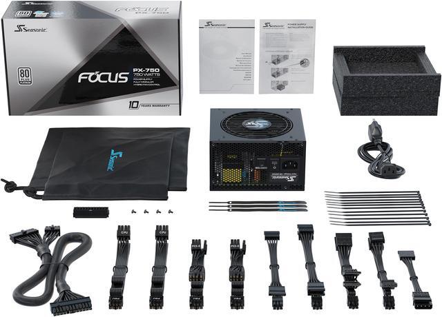 Alt view image 9 of 10 - Seasonic FOCUS PX-750, 750W 80+ Platinum, Full Modular, ATX Form Factor, Low Noise, Premium Japanese Capacitor, 10 Year Warranty, Nvidia RTX 30/40 Super, AMD GPU Compatible, Ref# SSR-750PX