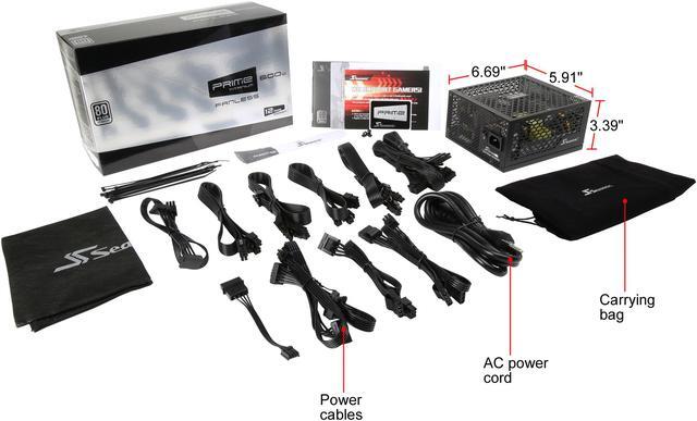Alt view image 8 of 7 - Seasonic Flagship PRIME 600 Titanium Fanless SSR-600TL 600W 80+ Titanium Full Modular ATX12V & EPS12V 12 Years Warranty Super Quiet Power Supply