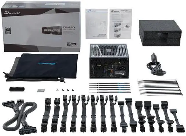 Alt view image 7 of 9 - Seasonic PRIME TX-850, 850W 80+ Titanium, ATX Form Factor, Full Modular, Low Noise, Premium Japanese Capacitor, 12 Year Warranty, Nvidia RTX 30/40 Super, AMD GPU Compatible, Ref# SSR-850TR