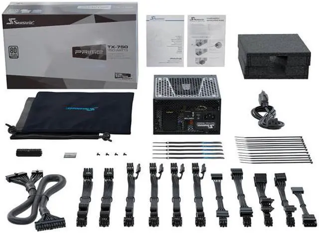 Alt view image 7 of 9 - Seasonic PRIME TX-750, 750W 80+ Titanium, ATX Form Factor, Full Modular, Low Noise, Premium Japanese Capacitor, 12 Year Warranty, Nvidia RTX 30/40 Super, AMD GPU Compatible, Ref# SSR-750TR