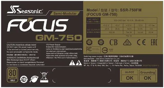 Alt view image 4 of 8 - Seasonic FOCUS GM-750, 750W 80+ Gold, Semi-Modular, Fits All ATX Systems, Fan Control in Silent and Cooling Mode, 7 Year Warranty, Perfect Power Supply for Gaming and Various Application, SSR-750FM