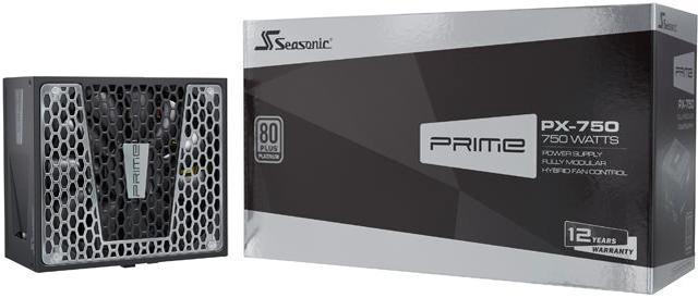 Seasonic PRIME PX-750, 750W 80+ Platinum, ATX Form Factor, Full Modular,  Low Noise, Premium Japanese Capacitor, 12 Year Warranty, Nvidia RTX 30/40  