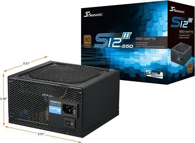 Alt view image 7 of 7 - Seasonic S12III 550 SSR-550GB3 550W 80+ Bronze, ATX12V & EPS12V, Direct Output, Smart & Silent Fan Control, Power Supply