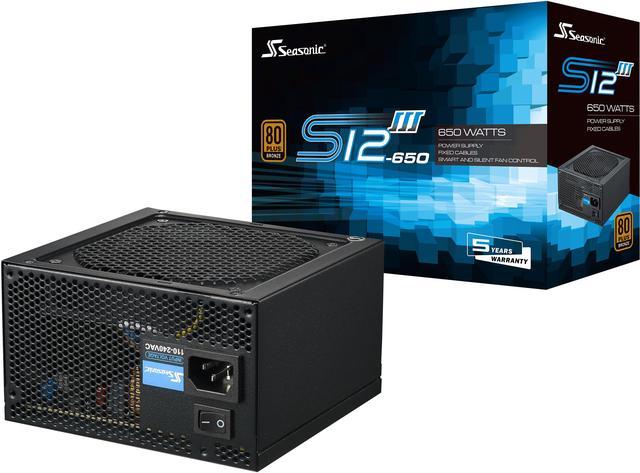 Seasonic S12III 650 SSR-650GB3 650W 80+ Bronze, ATX12V & EPS12V, Direct  Output, Smart & Silent Fan Control, 5 yr Warranty Power Supply