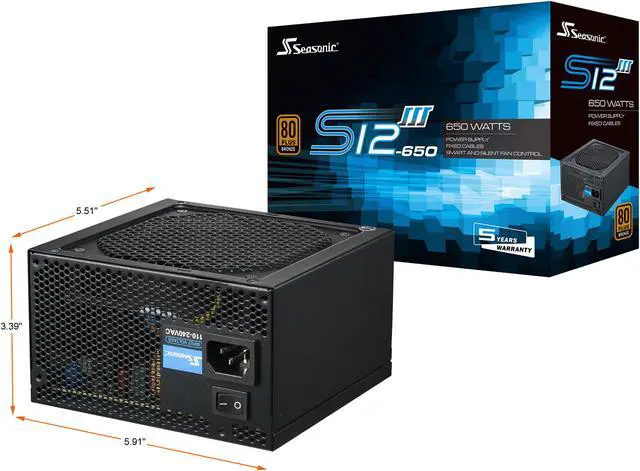 Alt view image 8 of 7 - Seasonic S12III 650 SSR-650GB3 650W 80+ Bronze, ATX12V & EPS12V, Direct Output, Smart & Silent Fan Control, 5 yr Warranty Power Supply