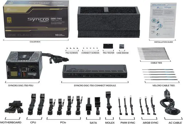 Alt view image 9 of 9 - Seasonic SYNCRO DGC-750, 750W 80+ Gold Power Supply, CONNECT Module Cable Management, SSR-750FA2, Must be Used with Case Q704 to Function Normally.