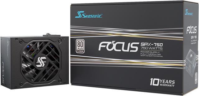 Seasonic Focus SPX-750(2021), 750W 80+ Platinum, Full Modular, SFX Form  Factor, Compact Size, Fan Control in Fanless, Silent, and Cooling Mode, 10