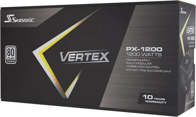 Alt view image 2 of 4 - Seasonic VERTEX PX-1200, 1200W 80+ Platinum, ATX 3.0&PCIe 5.0 Ready, Full-Modular, ATX Form Factor, Low Noise, Premium Japanese Capacitor, 12 Year Warranty, Nvidia RTX 30/40 Super, AMD GPU Compatible