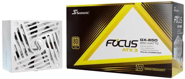 Alt view image 9 of 10 - SeaSonic FOCUS GX ATX 3 (2024) GX-850 White 850 W ATX 3.1 Compatible 80 PLUS GOLD Certified Full Modular Power Supplies