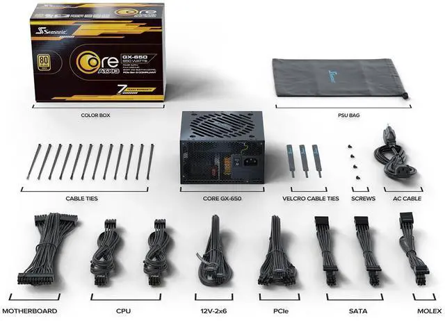 Alt view image 12 of 13 - SeaSonic CORE GX-650 ATX3 650 W ATX Fully Modular 80 PLUS GOLD Certified Full Modular Power Supplies