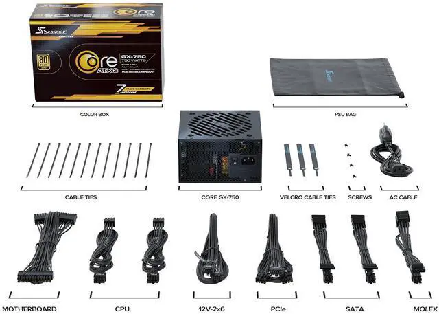 Alt view image 3 of 4 - SeaSonic CORE GX-750 ATX3 750 W ATX Fully Modular 80 PLUS GOLD Certified Full Modular Power Supplies
