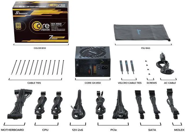 Alt view image 8 of 9 - SeaSonic CORE GX-850 ATX3 850 W ATX Fully Modular 80 PLUS GOLD Certified Full Modular Power Supplies