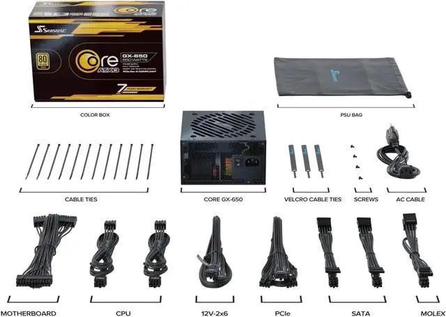 Alt view image 9 of 9 - SeaSonic CORE ATX 3 (2024) GX-650 650 W ATX 3.1 80 PLUS GOLD Certified Full Modular Power Supplies