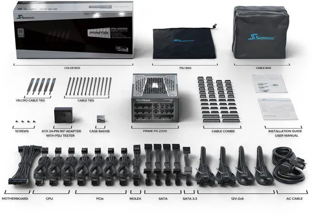 Alt view image 15 of 15 - Seasonic PRIME PX-2200, 2200W 80+ Platinum Full-Modular, 12 Year Warranty, Perfect Power Supply for Gaming and Various Application, SRP-PPX222-A5A22ST.