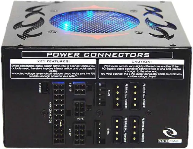 Alt view image 5 of 8 - RAIDMAX VOLCANO RX-630A 630 W ATX12V V2.2/ EPS12V SLI Ready CrossFire Ready Full Modular Modular LED Power Supply