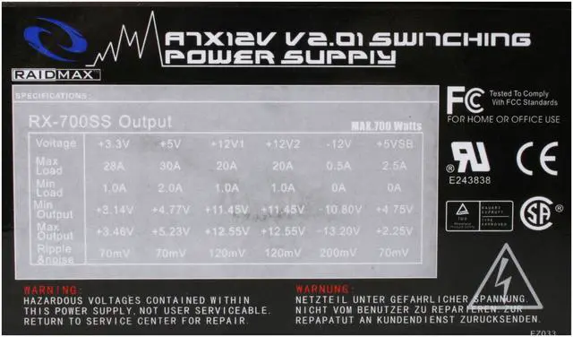 Alt view image 3 of 17 - RAIDMAX RX-700SS 700 W ATX12V V2.2/ EPS12V SLI Ready CrossFire Ready Modular Modular LED Power Supply