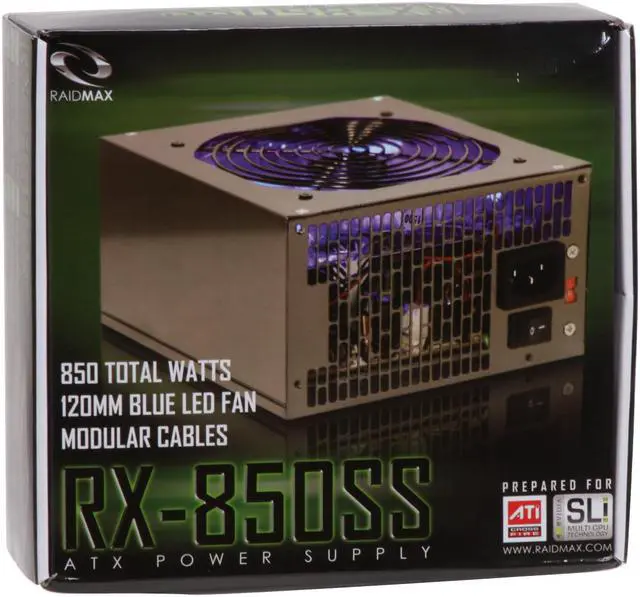 Alt view image 10 of 10 - RAIDMAX RX-850SS 850W ATX12V 2.2V / EPS12V 2.91 SLI Ready CrossFire Ready Modular Active PFC Modular LED Power Supply