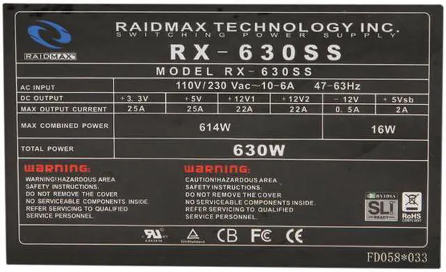 Alt view image 4 of 8 - RAIDMAX HYBRID 2 RX-630SS 630W ATX12V V2.2/ EPS12V SLI Ready CrossFire Ready Modular Power Supply, New Version with Build-in LED Fan On/Off Switch