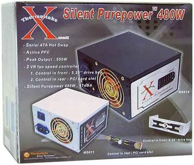 Alt view image 7 of 7 - Thermaltake Silent Purepower W0010 480 W ATX Active PFC Power Supply