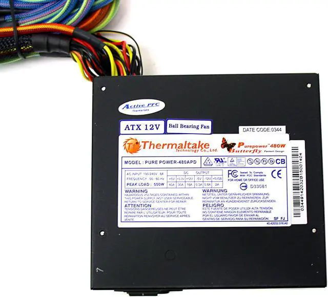 Alt view image 5 of 6 - Thermaltake Silent Purepower W0019 480 W ATX Active PFC Power Supply