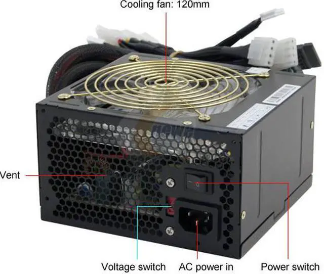 Alt view image 2 of 10 - Thermaltake PurePower W0068RUC 460 W ATX12V 2.0 Power Supply