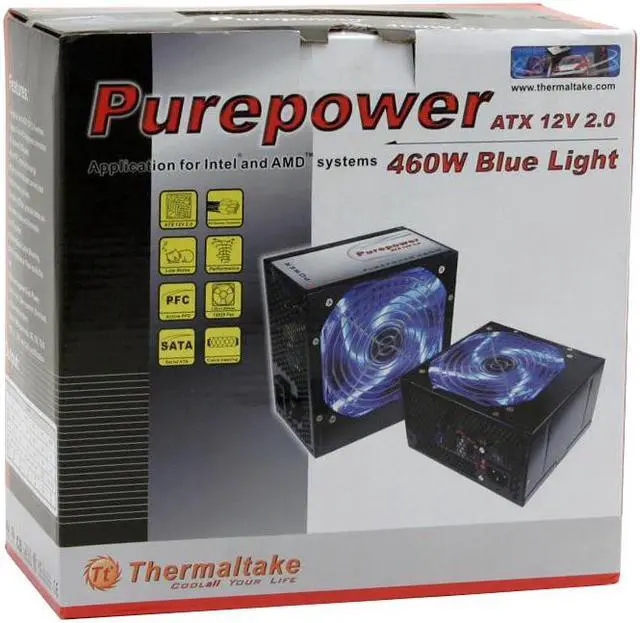 Alt view image 9 of 10 - Thermaltake PurePower W0068RUC 460 W ATX12V 2.0 Power Supply