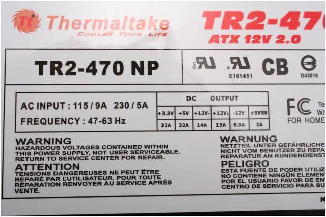 Alt view image 5 of 7 - Thermaltake TR2 W0090RU 470W ATX 12V 2.0 Version     Power Supply
