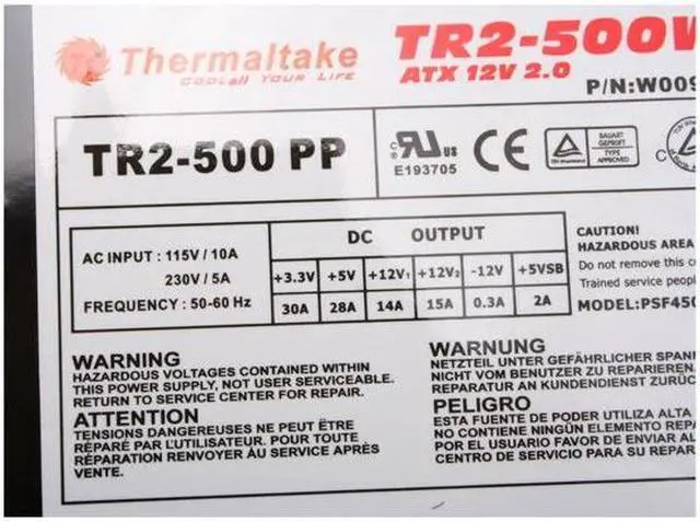 Alt view image 6 of 7 - Thermaltake W0093RU 500W ATX 12V 2.0 Version  Passive PFC Power Supply