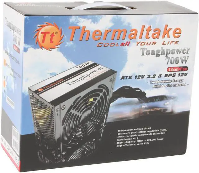 Alt view image 8 of 8 - Thermaltake toughpower W0105RU 700 W ATX12V / EPS12V SLI Certified CrossFire Certified 80 PLUS BRONZE Certified Active PFC Power Supply