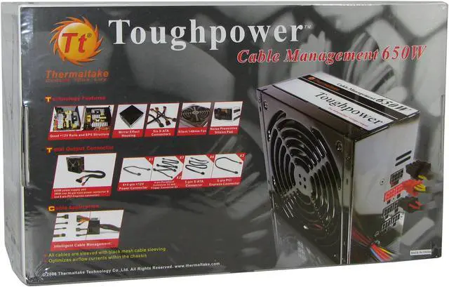 Alt view image 8 of 8 - Thermaltake Toughpower W0128RU 650 W ATX12V / EPS12V SLI Ready Modular Active PFC Power Supply