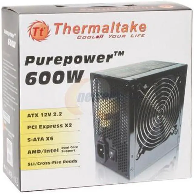 Alt view image 7 of 7 - Thermaltake Purepower W0129RU 600 W ATX12V SLI Ready Active PFC Power Supply