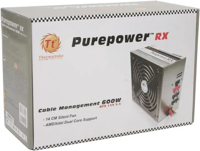 Alt view image 9 of 9 - Thermaltake Purepower RX W0144RU 600W ATX12V / EPS12V SLI Ready CrossFire Ready Modular Active PFC Power Supply
