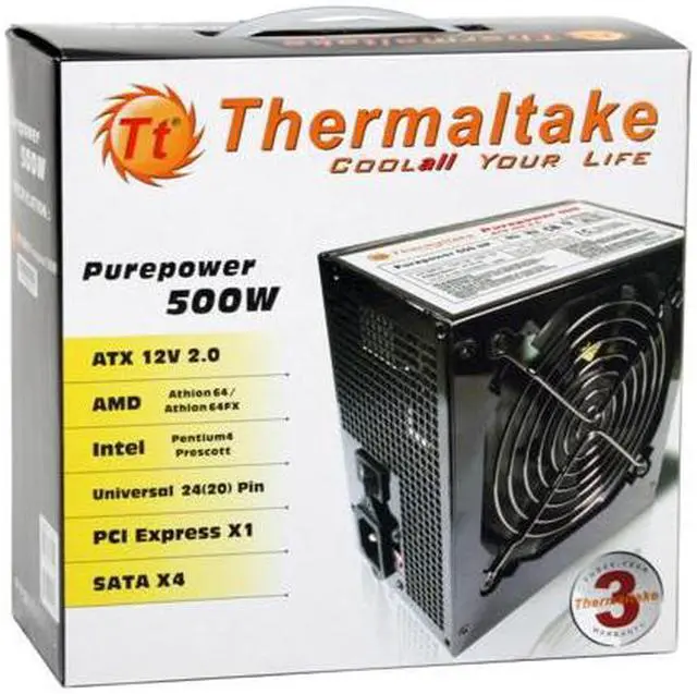 Alt view image 6 of 13 - Thermaltake Purepower W0100RU 500 W ATX 12V 2.0 Power Supply
