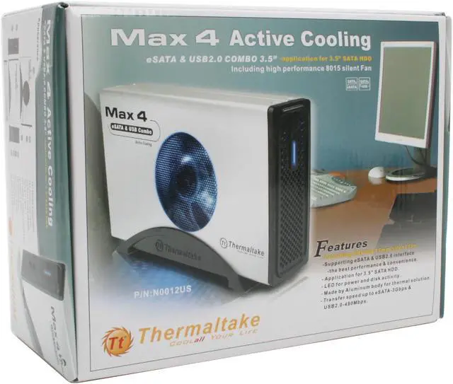 Alt view image 7 of 7 - Thermaltake N0012US Aluminum & Plastic 3.5" Silver SATA USB 2.0 & eSATA External Enclosure