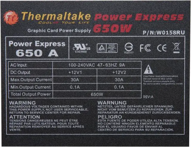 Alt view image 4 of 8 - Thermaltake W0158RU 650 W SLI Ready CrossFire Ready Active PFC VGA Power Supply