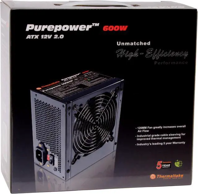 Alt view image 10 of 10 - Thermaltake Purepower W0121RU 600W ATX12V V2.0 SLI Ready CrossFire Ready Power Supply