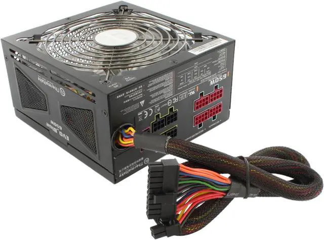 Alt view image 3 of 16 - Thermaltake EVO_Blue W0307RU 650 W ATX 12V 2.3 / EPS 12V 2.91 CrossFire Certified Modular Active PFC Power Supply