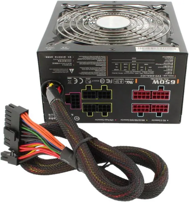 Alt view image 4 of 16 - Thermaltake EVO_Blue W0307RU 650 W ATX 12V 2.3 / EPS 12V 2.91 CrossFire Certified Modular Active PFC Power Supply