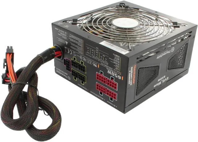 Alt view image 5 of 16 - Thermaltake EVO_Blue W0307RU 650 W ATX 12V 2.3 / EPS 12V 2.91 CrossFire Certified Modular Active PFC Power Supply