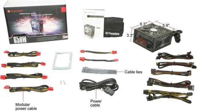 Alt view image 16 of 16 - Thermaltake EVO_Blue W0307RU 650 W ATX 12V 2.3 / EPS 12V 2.91 CrossFire Certified Modular Active PFC Power Supply