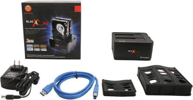 Alt view image 6 of 6 - Thermaltake BlacX Duet 5G ST0022U ABS Plastic 2.5" & 3.5" Black SATA I/II/III USB 3.0 HDD Docking Station